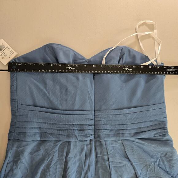 David's Bridal Dress Women's 16 Blue Strapless Mini Ruffles Bridesmaid Prom NWT - Picture 11 of 16
